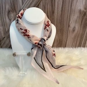 WHBM Scarf and Earring Set in Pink and Floral Tones